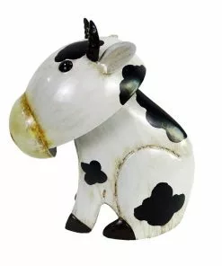 Flash Sale ⌛ RK Brand Alpine Sitting White Metal Cow Décor - IPS432HH - Garden Accessories 🤩