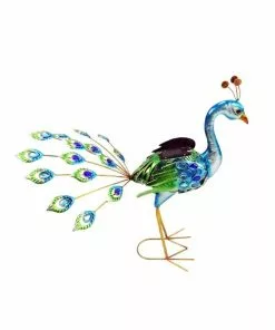 Hot Sale ⭐ Alpine Solar Garden Peacock Décor with LED Light - SLL2268SLR-HH - Lighting, Torches & Firepits 🎉