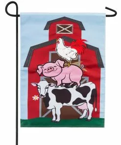 Discount 🔥 Evergreen Stacked Farm Animals Garden Applique Flag - 168887 - Garden Flags 👍