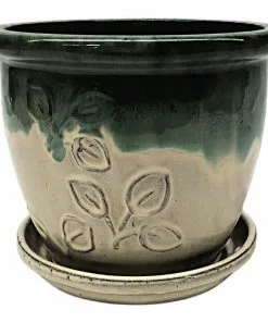 Cheapest π Various Brands Embossed Planter with Attached Saucer, Copper Cream, Small - R358CCCS - Planters π