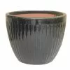 Deals ⭐ Various Brands Round Planter with Vertical Ribbing, Glossy Black, Small - GC0577GBS - Planters ❤️