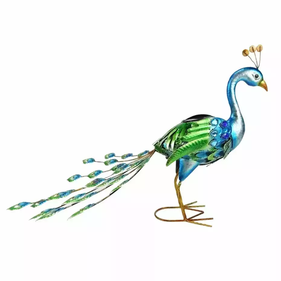 Hot Sale βοΈ Alpine Solar Garden Peacock DΓ©cor with LED Light - SLL2266SLR-HH - Lighting, Torches & Firepits π