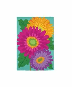 Wholesale 🎉 Evergreen Gerbera Daisy Trio Garden Burlap Flag - 14B9766 - Garden Flags 👏