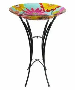 Best Pirce 🧨 Alpine Blue Birdbath Floral Designs - KPP605A-18 - Garden Accessories 🥰