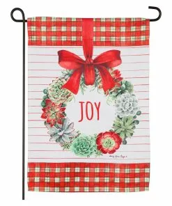Deals 🎉 Evergreen Holiday Succulents Wreath Garden Suede Flag - 14S9238 - Garden Flags 🎁