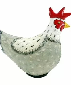 Best deal 🥰 RK Brand Alpine Polka Dot White and Gray Metal Laying Hen Décor - JUM440HH - Garden Accessories ✔️