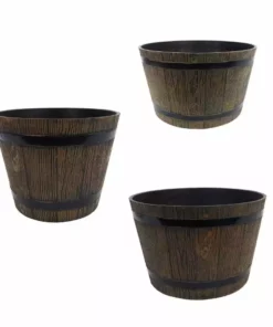 Best reviews of ⌛ Alpine Brown Barrel Flower Pot Planter - Set of 3 - HUP120A - Decorative Planters 🔔