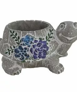Best deal 😍 Alpine Gray Floral Turtle Pot Planter - WGG440HH - Decorative Planters 😍