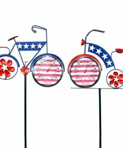 Outlet 💯 Alpine Americana Cycle Spinner Stake - LJJ1094A - Garden Accessories 🔔