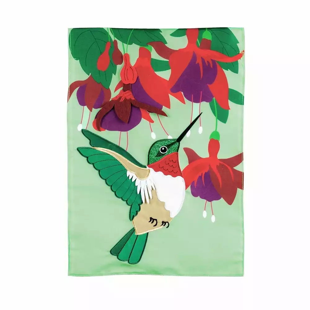 Discount π Evergreen Hummingbird and Fuchsia Garden Applique Flag -Β 169130 - Garden Flags π₯