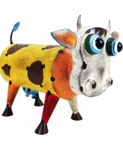 Best Pirce 🎉 RK Brand Alpine Colorful Recycled Metal Style Cow Décor - LJJ1394HH - Garden Accessories ✨