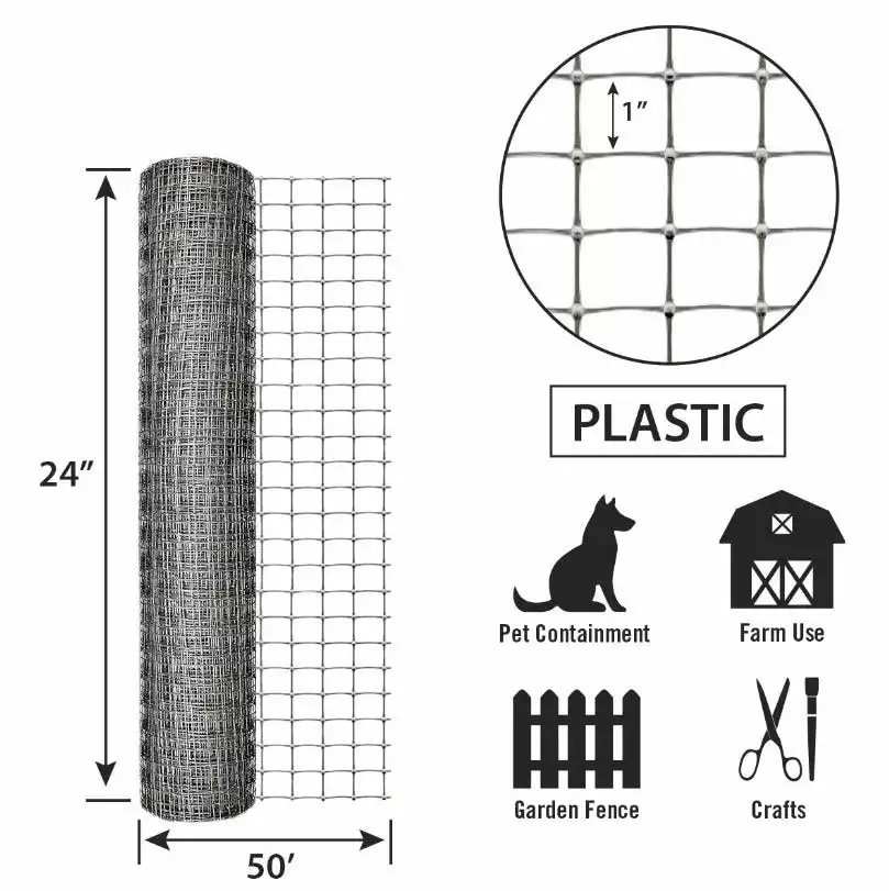 Buy π Garden Zone 24" x 50' Plastic Netting with 1" Mesh, Grey - 312450 - Fence and Wire π - Image 2