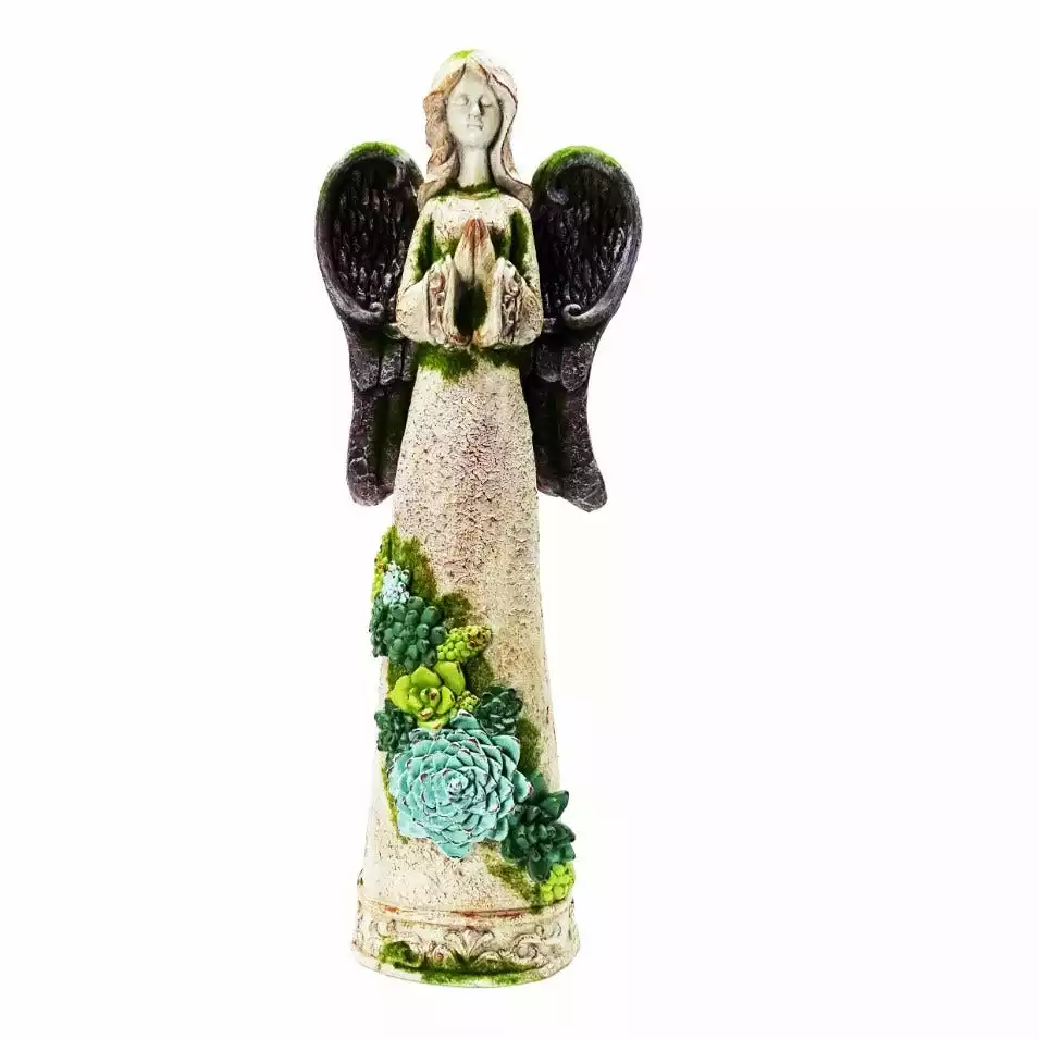 Coupon βοΈ Alpine 25" Praying Statue with Floral Accents - BEH252 - Garden Accessories π