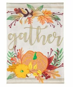 Buy ❤️ Evergreen Autumn Gather Burlap Garden Flag - 14B9326 - Garden Flags ⭐