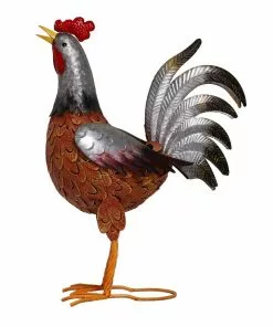 Wholesale 🛒 RK Brand Alpine 20" Tall Silver and Rust Rooster Statue - JUM388 - Garden Accessories 👍