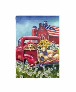 Cheap ⌛ Evergreen Americana 🦮 Dogs Garden Suede Flag - 14S9850 - Garden Flags 🔔