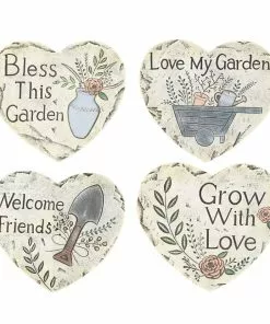 Outlet 🤩 Alpine Welcome Hearts Stepping Stone - WQA1088ABB - Garden Accessories 🛒