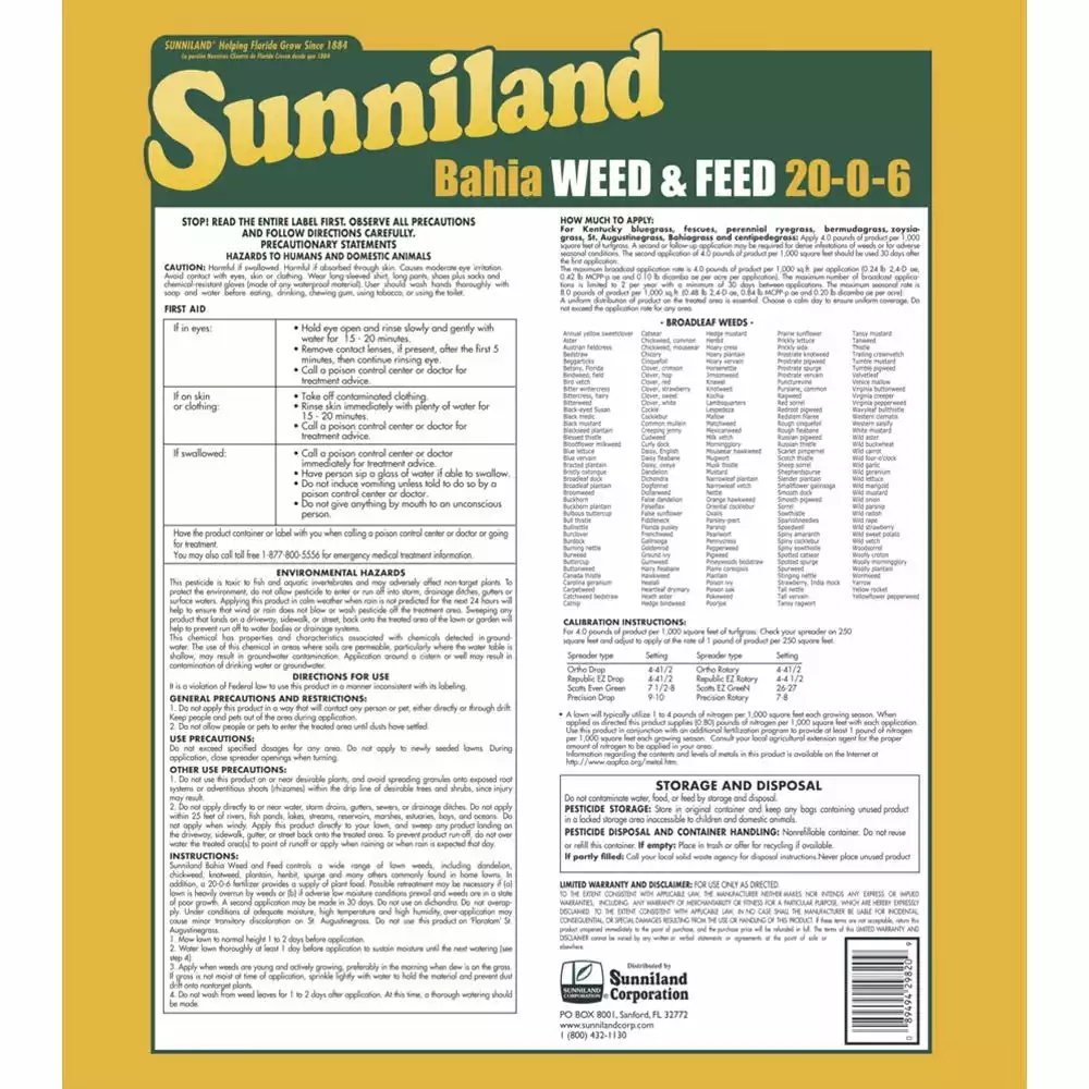 Discount β¨ Sunniland Bahia 20-0-6 Weed & Feed, 20 Pounds - 129820 - Fertilizers & Plant Food β¨ - Image 2