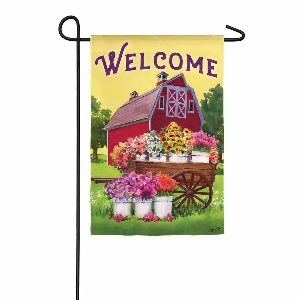 Flash Sale π Evergreen Flower Farm Spring Welcome Garden Suede Flag -Β 14S9061 - Garden Flags β¨