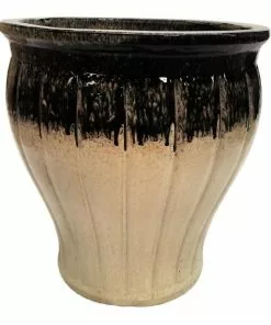 Discount β¨ Various Brands Curvy Fluted Planter, Black Cream, Medium - MJY205BKCM - Planters β¨