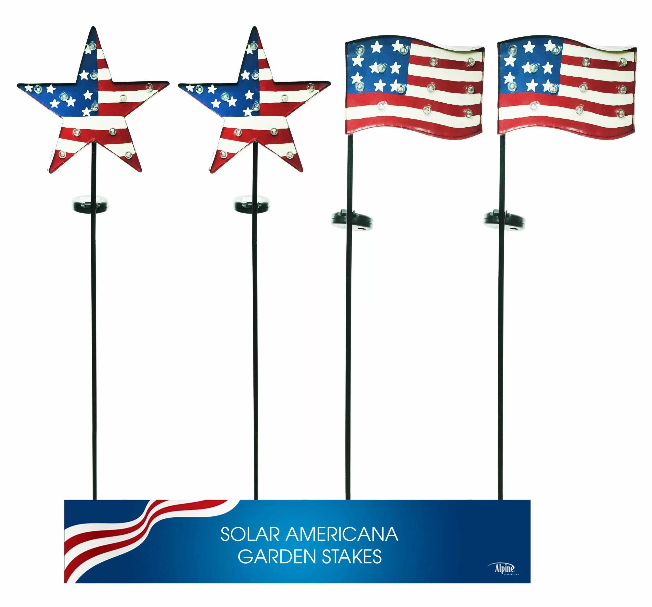 Budget βοΈ Alpine Assorted Solar Patriotic Garden LED Stakes YCC198A - Bird Houses π