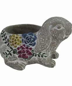 Flash Sale 😀 Alpine Gray Floral Rabbit Pot Planter - WGG444HH - Decorative Planters 🥰