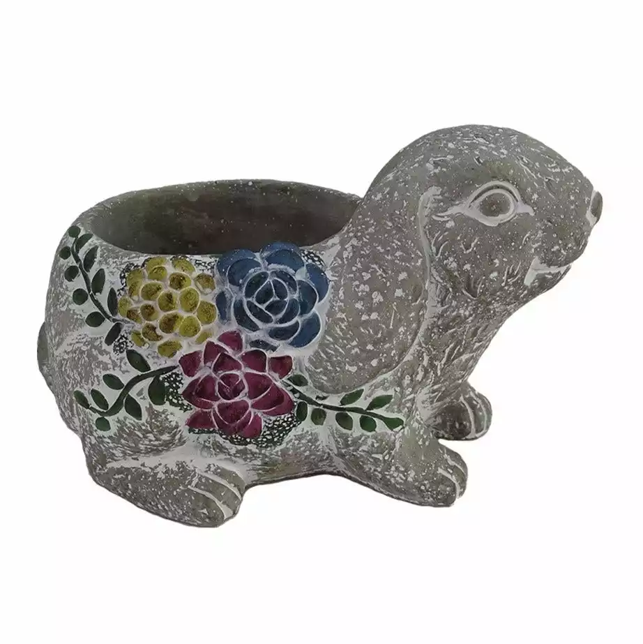 Flash Sale π Alpine Gray Floral Rabbit Pot Planter - WGG444HH - Decorative Planters π₯°