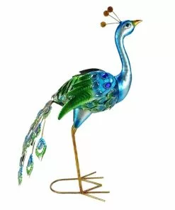 Outlet ⭐ Alpine Solar Garden Peacock Décor with LED Light - SLL2270SLR-HH - Lighting, Torches & Firepits 🎁