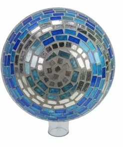 Best Pirce 🔔 Alpine 10" Mosaic Swirling Blue & Silver Glass Gazing Globe - HMD126 - Garden Accessories 👏