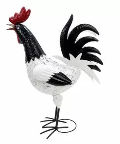 Outlet ✔️ RK Brand Alpine White Spotted Black Rooster Statue - JUM392 - Garden Accessories 🧨