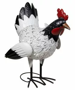 New 🥰 Alpine White Spotted Rooster Statue - JUM394 - Garden Accessories 😉